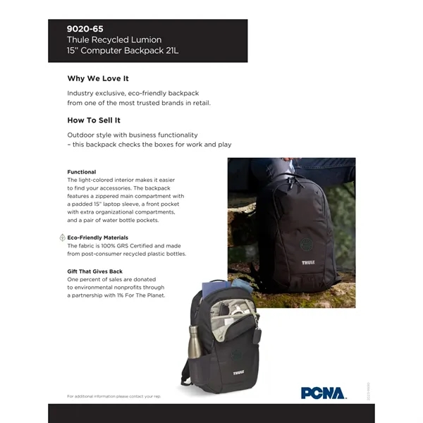 15" computer backpack made from recycled polyester.... from ASI 66887 PCNA / Leeds