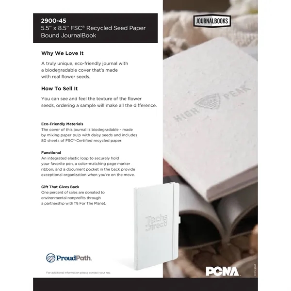 5.5" x 8.5" journal with a biodegradable seed paper cover and... from ASI 66887 PCNA / Leeds