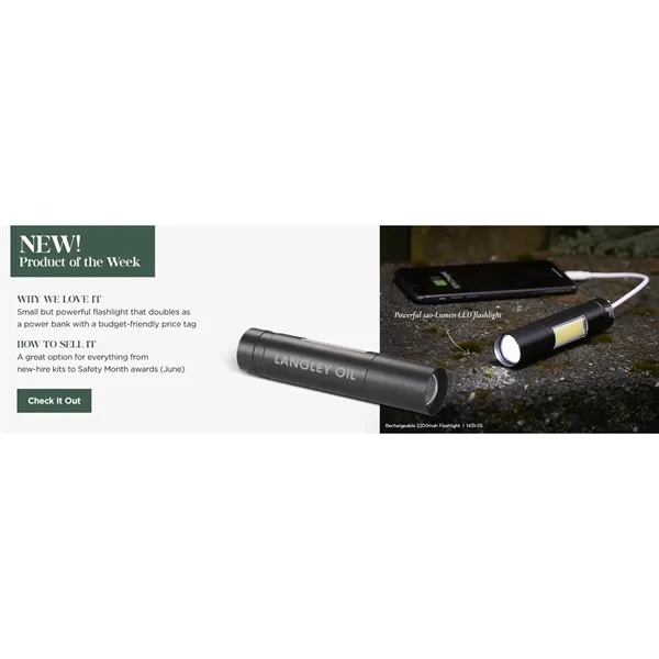 2,200mAh rechargeable flashlight with USB cable.... from ASI 66887 PCNA / Leeds