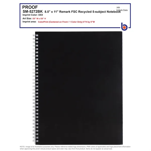 8.5" x 11" five-subject notebook with 240 pages of lined paper... from ASI 66887 PCNA / Bullet