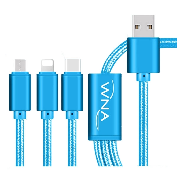 48.4" Virgo 3-in-1 charging cable with Lightning, Android and Type C... from ASI 39820 Opusline (Benmex)