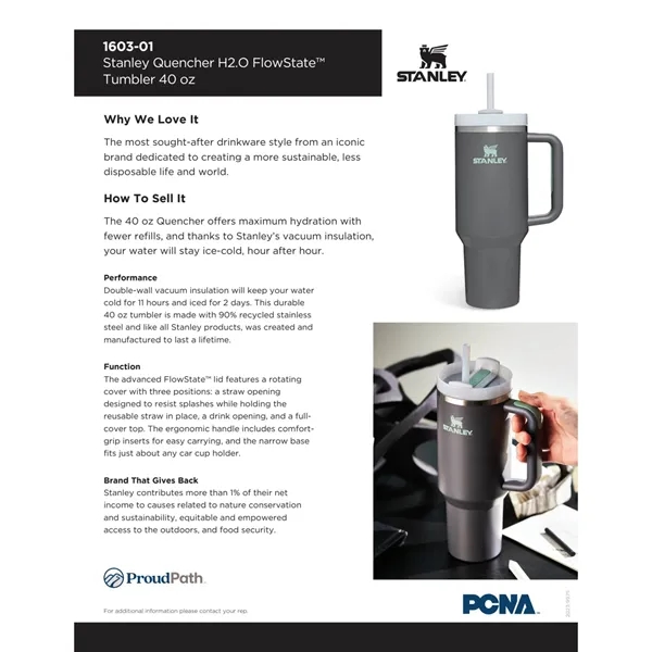 40 oz. vacuum insulated stainless steel tumbler with 3 position lid.... from ASI 66887 PCNA / Leeds