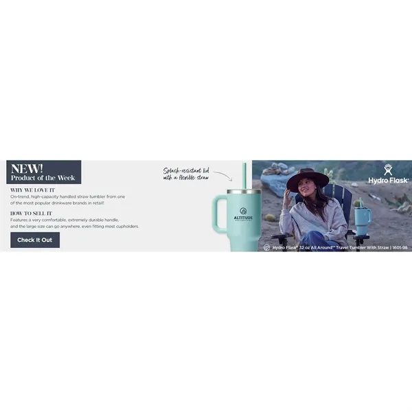 32 oz. double wall insulated stainless steel tumbler with handle, press-in... from ASI 66887 PCNA / Leeds