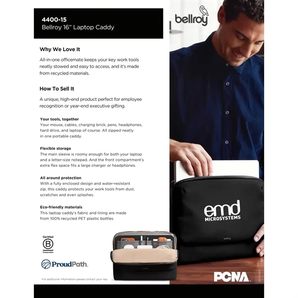 16" laptop caddy with zippered main compartment.... from ASI 66887 PCNA / Leeds