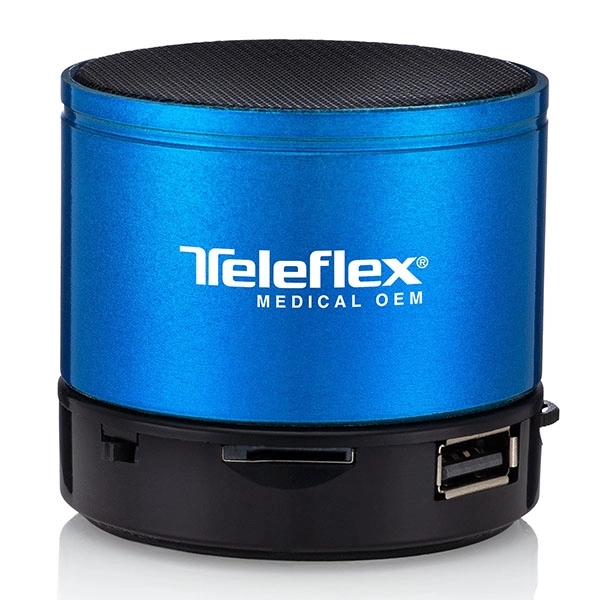 2.375" x 1.75" cylindrical Bluetooth hands free speaker with phone capability... from ASI 39820 Opusline (Benmex) / Opus Line