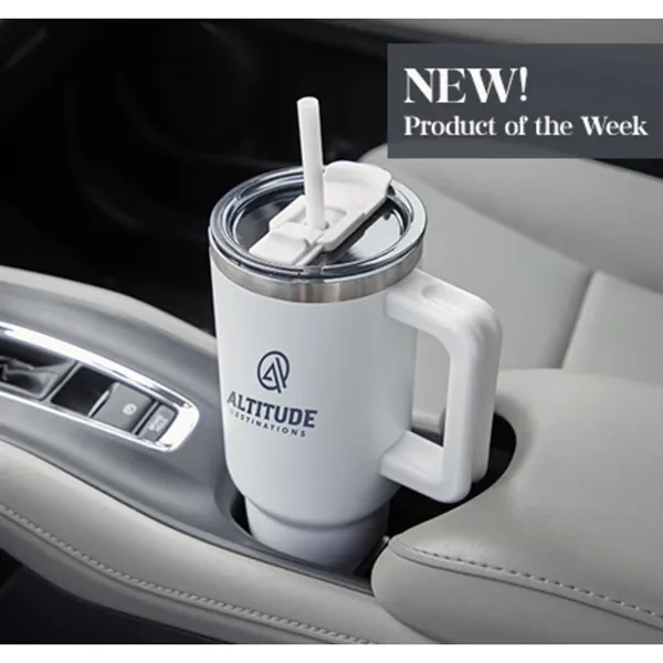 40 oz. vacuum insulated travel tumbler with lid, straw and handle.... from ASI 66887 PCNA / Leeds