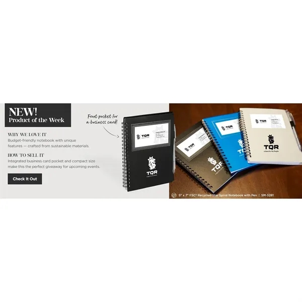 5" x 7" FSC® Recycled Star Spiral Notebook with Pe... from ASI 66887 PCNA / Bullet