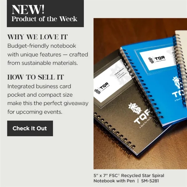 5" x 7" FSC® Recycled Star Spiral Notebook with Pe... from ASI 66887 PCNA / Bullet