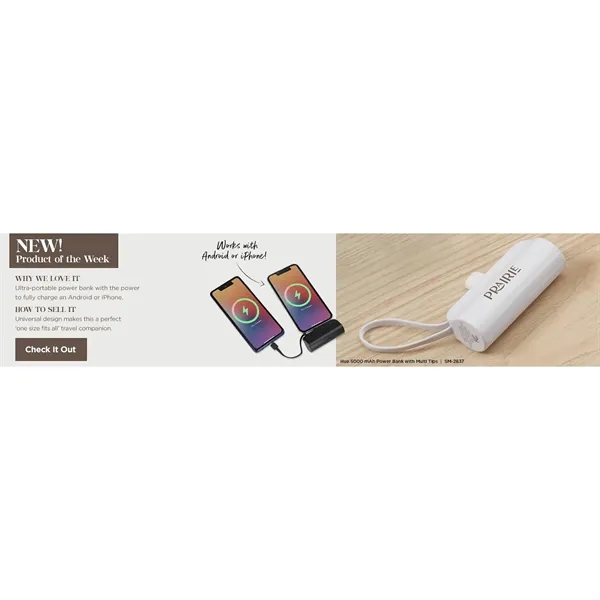 5000mAh wireless power bank with rechargeable lithium polymer battery.... from ASI 66887 PCNA / Bullet