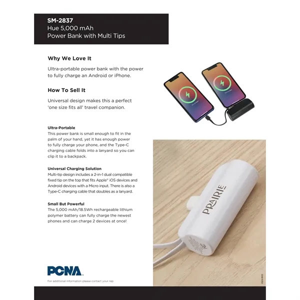 5000mAh wireless power bank with rechargeable lithium polymer battery.... from ASI 66887 PCNA / Bullet