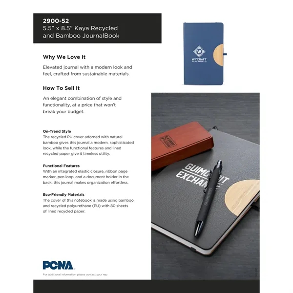 5.5" x 8.5" Kaya Recycled PU and Bamboo JournalBoo... from ASI 66887 PCNA / Leeds