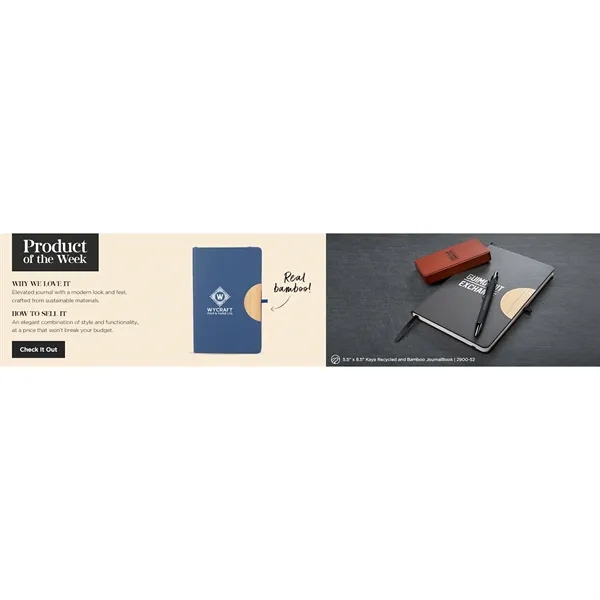 5.5" x 8.5" Kaya Recycled PU and Bamboo JournalBoo... from ASI 66887 PCNA / Leeds