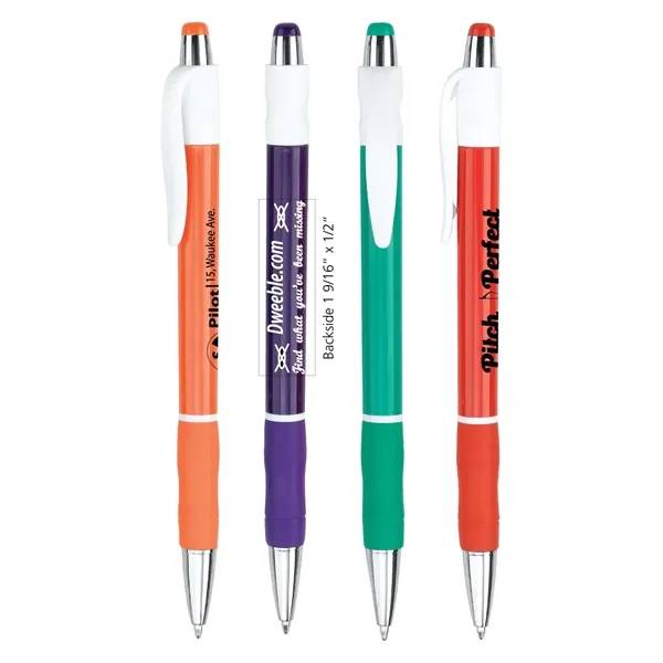 Retractable Plastic color barrel, White trim, black ink refill... from ASI 44368 ZZ DROPPED -Cedar Crest Manufacturing / Cedar Crest