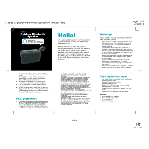 Outdoor wireless Bluetooth speaker with Amazon Alexa.... from ASI 66887 PCNA / Leeds