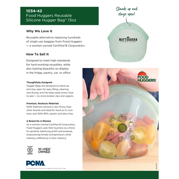 Food Huggers Reusable Silicone Hugger Bag® 13oz... from ASI 66887 PCNA / Leeds