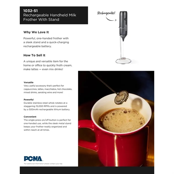 Rechargeable Electric Milk Frother with Stand... from ASI 66887 PCNA / Leeds
