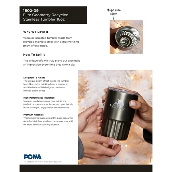 Elite Geometry Recycled Stainless Tumbler 16oz... from ASI 66887 PCNA / Leeds