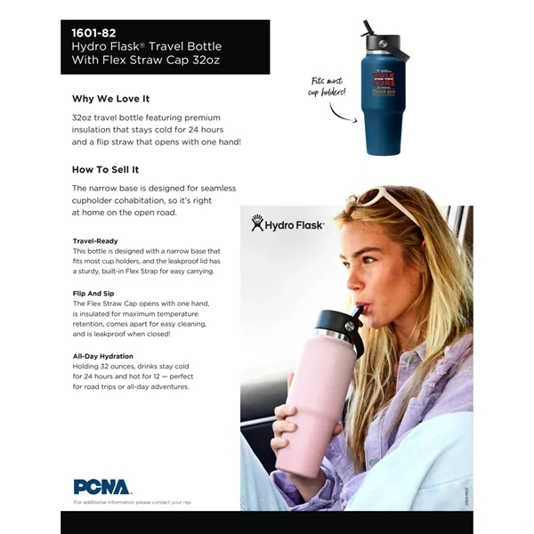 Hydro Flask® Travel Bottle w/ Flex Straw Cap 32oz... from ASI 66887 PCNA / Leeds