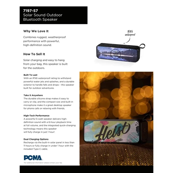 Solar Sound Outdoor Bluetooth Speaker... from ASI 66887 PCNA / Leeds