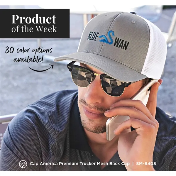 Cap America Premium Trucker Mesh Back Cap; features a shapeable pre-curved... from ASI 66887 PCNA / Bullet