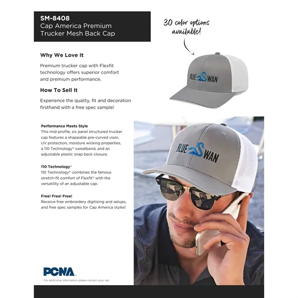 Cap America Premium Trucker Mesh Back Cap; features a shapeable pre-curved... from ASI 66887 PCNA / Bullet