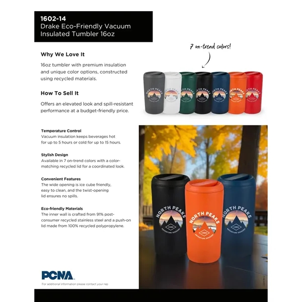Drake Eco-Friendly Vacuum Insulated Tumbler 16oz... from ASI 66887 PCNA / Leeds