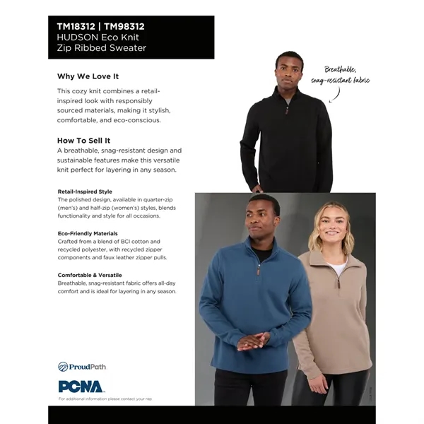 HUDSON Eco Knit Quarter Zip-Men's... from ASI 66887 PCNA / Trimark
