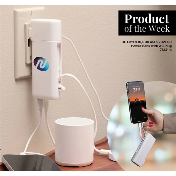 UL Listed 10,000 mAh 20W PD Power Bank with AC Plug... from ASI 66887 PCNA / Leeds