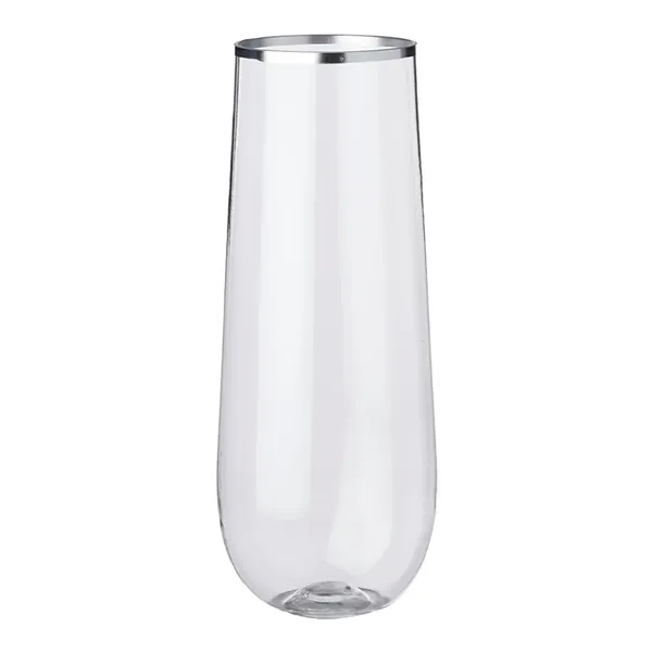 Silver rim plastic flute glass, 9 oz. plus 1 color silkscreen... from ASI 37218 Athena Promo (tm)