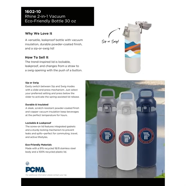 Rhine 2 in 1 Vacuum Eco-Friendly Bottle 30oz... from ASI 66887 PCNA / Leeds
