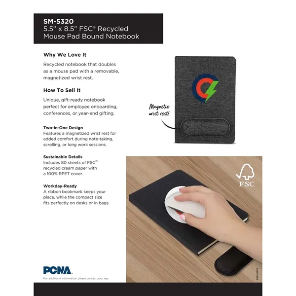 5.5" x 8.5" FSC® Recycled Mouse Pad Bound Notebook... from ASI 66887 PCNA / Bullet