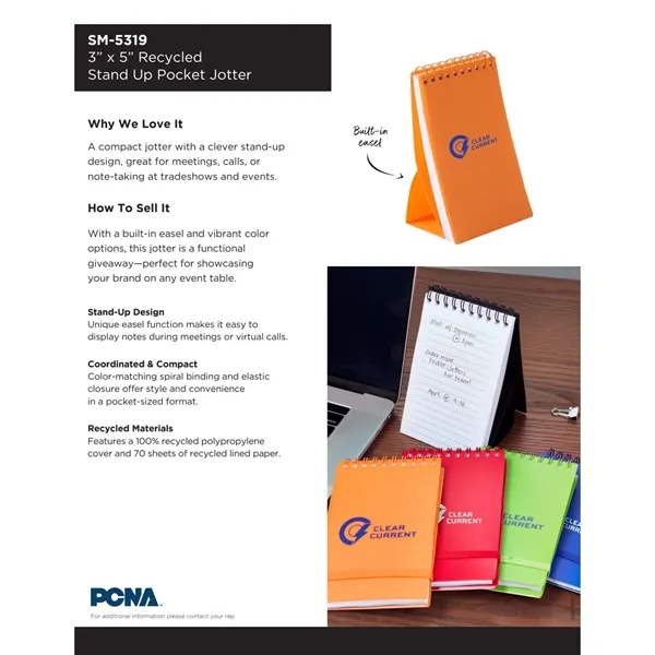 3" x 5" Recycled Stand Up Pocket Jotter... from ASI 66887 PCNA / Bullet