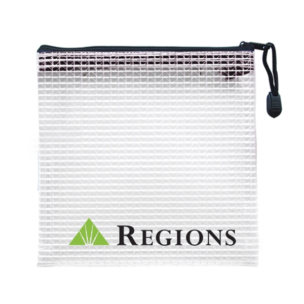4" x 4" Polyweave® zippered tech storage bag with fabric string... from ASI 52541 Epoly Corp