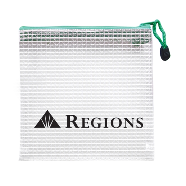 4" x 4" Polyweave® zippered tech storage bag with fabric string... from ASI 52541 Epoly Corp