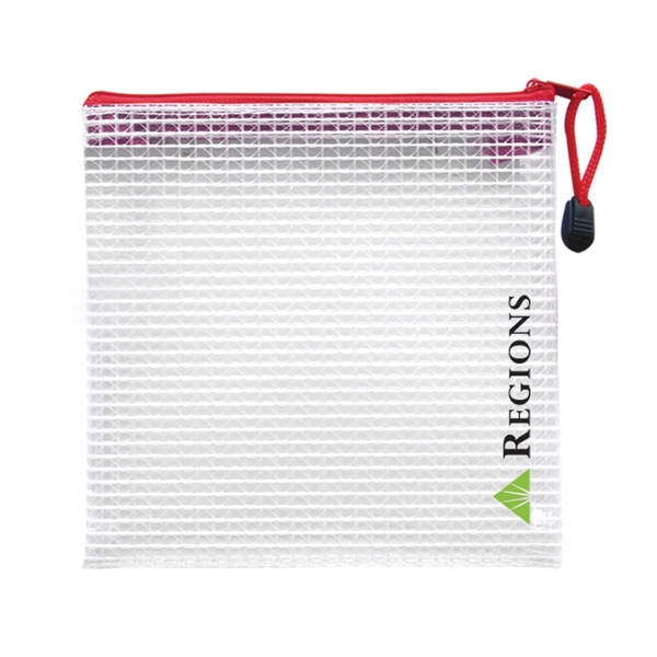 4" x 4" Polyweave® zippered tech storage bag with fabric string... from ASI 52541 Epoly Corp