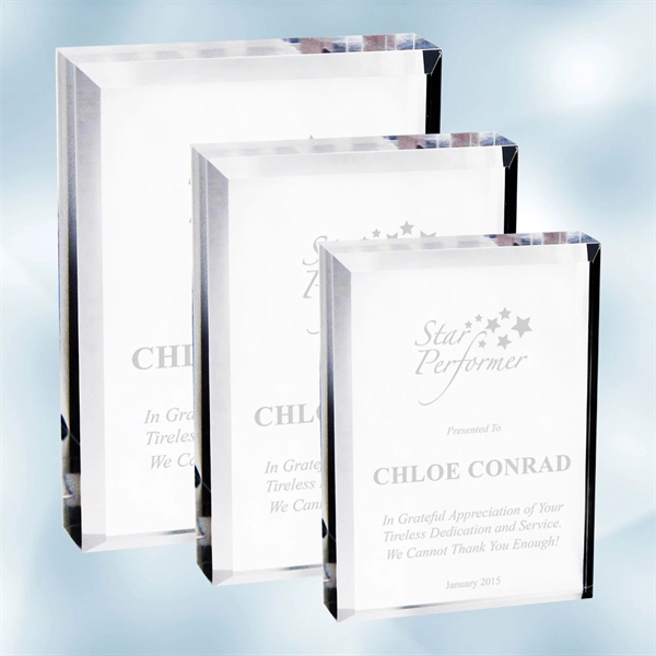 Clear block made of acrylic with a rectangular shape for use... from ASI 47791 Best Deal Awards