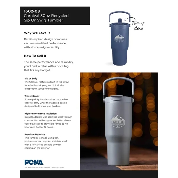 Carnival Recycled Sip Or Swig Tumbler 30oz... from ASI 66887 PCNA / Leeds