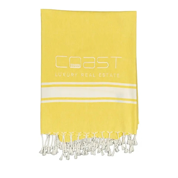 39" x 70"8.5lb./doz.100% Turkish Cotton peshtemal/beach towel with fringes.... from ASI 79750 Pro Towels