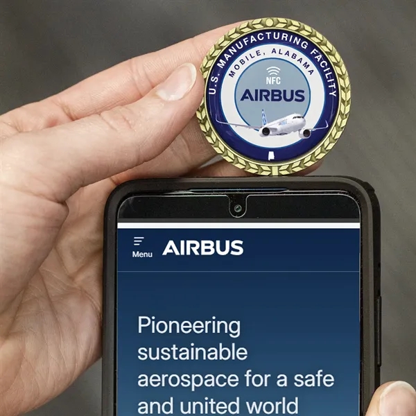 1.75" Die cast challenge coin with wreath border and NFC Function.... from ASI 52263 EMT