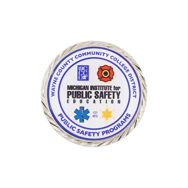 1.75" Extra-thick die cast challenge coin with oblique border and NFC... from ASI 52263 EMT / EMT EASY