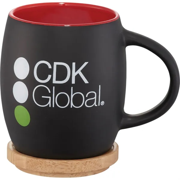 15 oz. ceramic mug with matte finish body and wooden lid... from ASI 66887 PCNA / Leeds