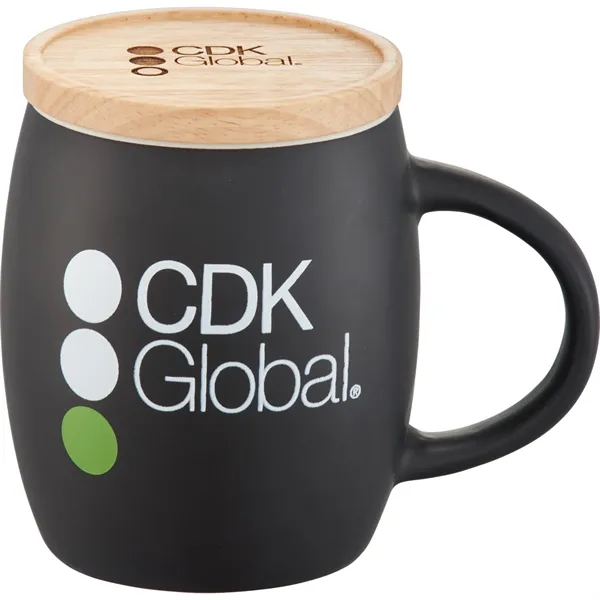 15 oz. ceramic mug with matte finish body and wooden lid... from ASI 66887 PCNA / Leeds