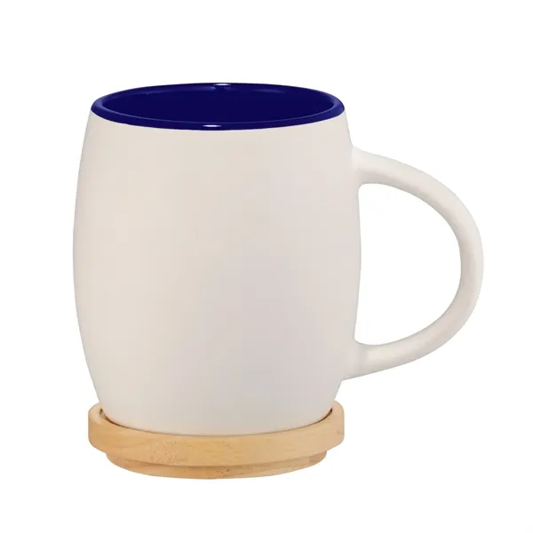 15 oz. ceramic mug with matte finish body and wooden lid... from ASI 66887 PCNA / Leeds