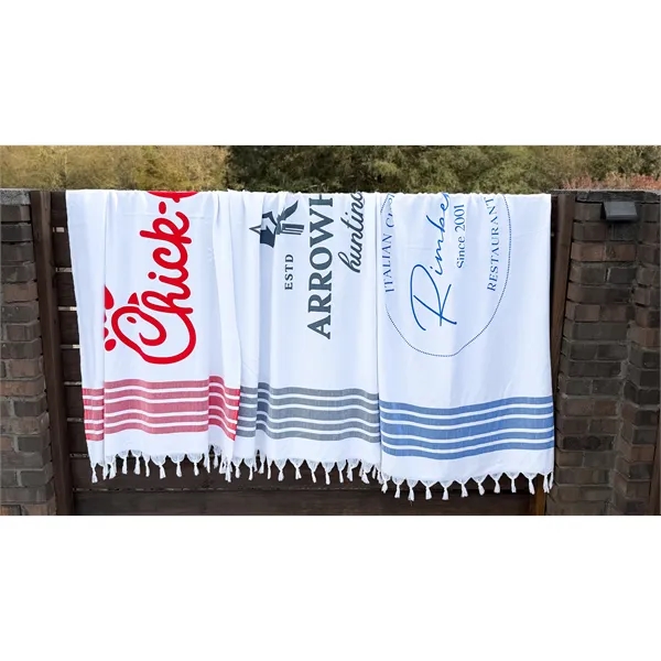 40" x 72"9.6 lb./doz.100% Turkish Cotton peshtemal/beach towel with fringes.... from ASI 79750 Pro Towels