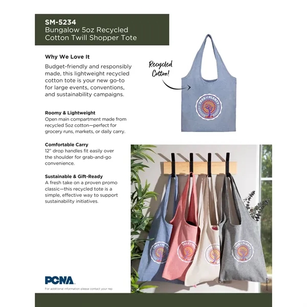 Bungalow 5oz Recycled Cotton Twill Shopper Tote... from ASI 66887 PCNA / Bullet