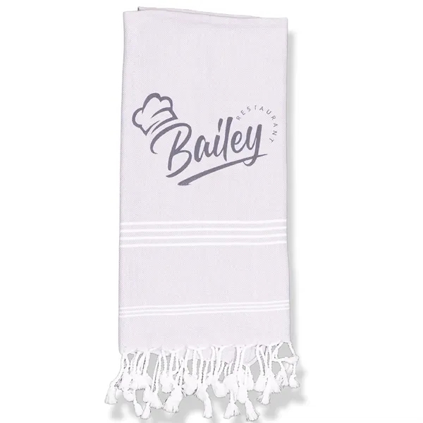 20" x 34".15 lb./doz.100% Turkish Cotton peshtemal hand towel with fringes.... from ASI 79750 Pro Towels