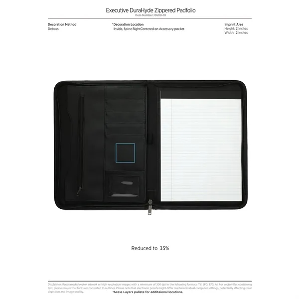 Zippered padfolio with interior organizer with gusseted file pocket, calculator pocket,... from ASI 66887 PCNA / Leeds