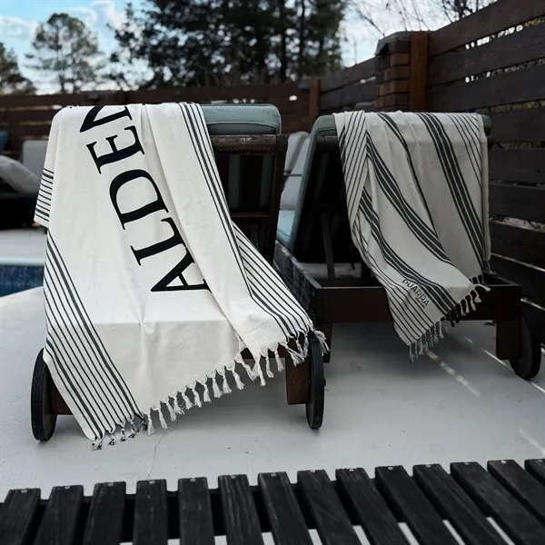 40"x72" 8.5 lb./doz.100% Turkish Cotton peshtemal beach towel with fringes.... from ASI 79750 Pro Towels