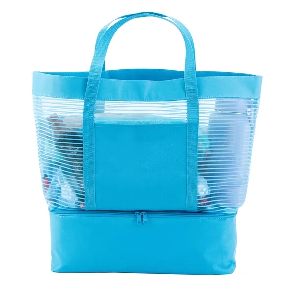 6" x 18" x 14" striped beach tote/cooler bag with PEVA... from ASI 68507 The Magnet Group / The Bag Factory®
