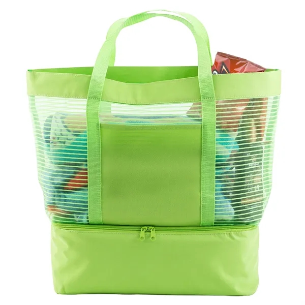 6" x 18" x 14" striped beach tote/cooler bag with PEVA... from ASI 68507 The Magnet Group / The Bag Factory®